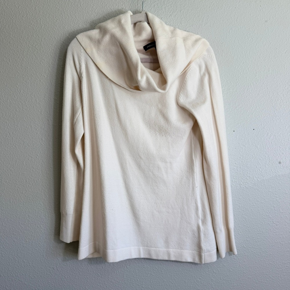 French Connection Womens Cream Cowl Neck Long Sleeve Knit Sweater Size M